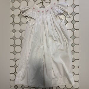 Remember Nguyen White Smocked Baby Dress with Pink Floral Detail size 2t